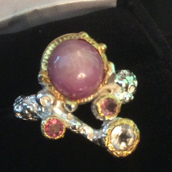 ⭐️RareStar Ruby Cabochon Pink Topaz & Aquamarine Ring⭐️